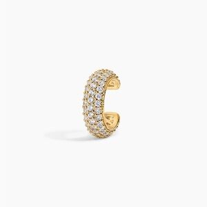 Gold and Silver 2 Crystal Women's Earrings cuffs gold plate cubic super shiny